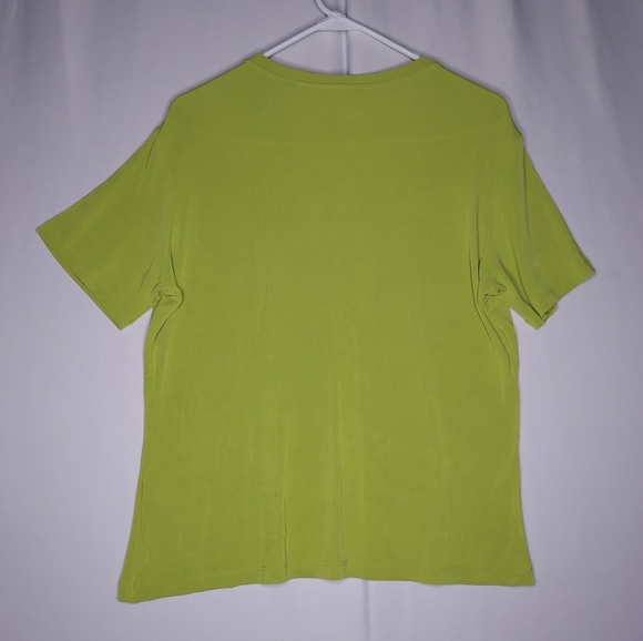Chicos Slinky T-Shirt Women XL Lime Stretch Short Sleeve Round Neck Travel - Picture 2 of 5